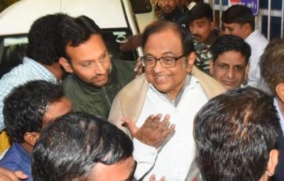 chidambaram-walks-out-of-tihar-jail