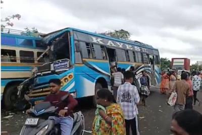 private-buses-collide-in-tenkasi-6-people-dies