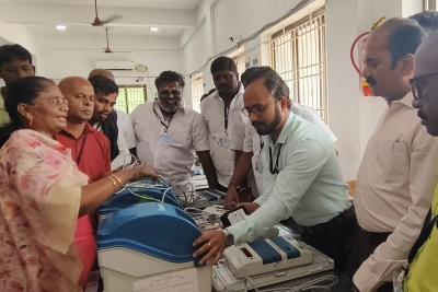a-mock-polling-exercise-was-conducted-in-nellai-in-the-presence-of-the-district-collector